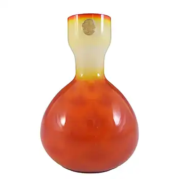 Elme Retro Scandinavian Orange Cased Glass Peacock Vase