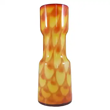 Elme 1970's Scandinavian Orange Cased Glass Peacock Vase