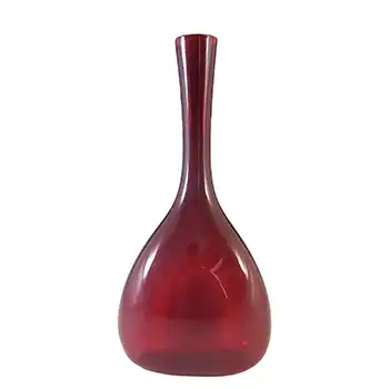 Elme Vintage Scandinavian Cherry Red Glass 'Flattened'  Vase