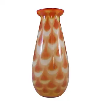 Elme 1970's Scandinavian Orange Retro Glass Peacock Vase