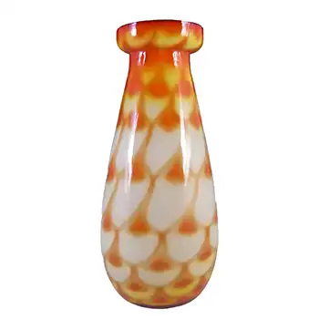 Elme Retro Scandinavian Orange & Yellow Vintage Glass Peacock Vase