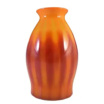 Elme Vintage Scandinavian Orange Cased Glass Striped Vase