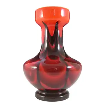 V.B. Opaline Florence Empoli Marbled Red & Black Glass Vase