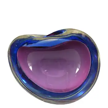 Murano Geode Purple & Blue Sommerso Glass Kidney Bowl