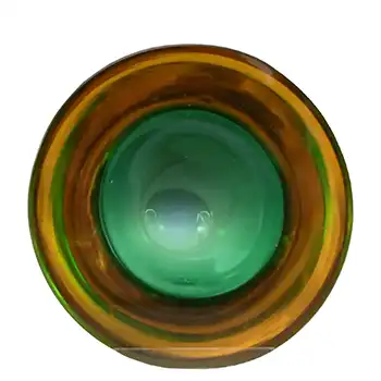 Murano Geode Green & Amber Sommerso Glass Circle Bowl
