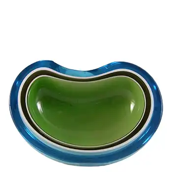 IVIMA Portugese Green, Black, White & Blue Cased Glass Geode Bowl