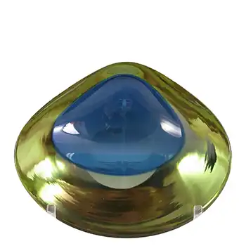 Murano Geode Blue & Green Sommerso Glass Triangle Bowl