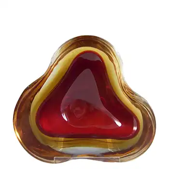 Murano Geode Brown & Amber Sommerso Glass Triangle Bowl