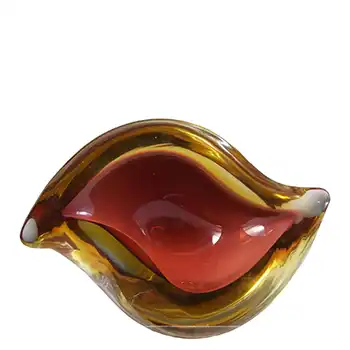 Murano Geode Brown & Amber Sommerso Glass Zig Zag Bowl