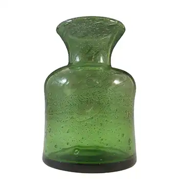 SIGNED Kosta Boda Bubbly Green Glass Vase Erik Hoglund #H832