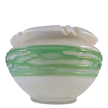 Art Nouveau Iridescent Green Trailed Glass Antique Vase