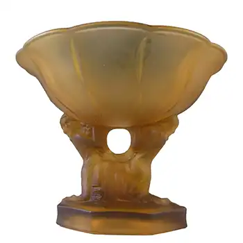 Walther & Söhne Art Deco Amber Glass Nude Lady 'Glasgow' Bowl