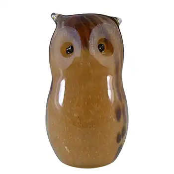 MARKED Langham British Vintage Speckled Brown Glass Owl