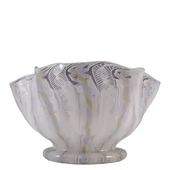 Salviati Murano Zanfirico & Aventurine Blue Glass Vintage Bowl