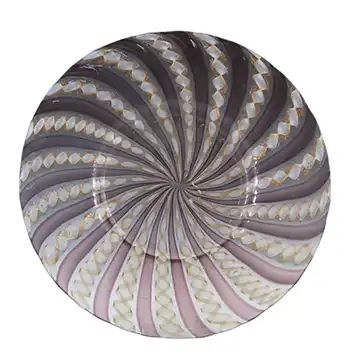 Salviati Murano Zanfirico & Aventurine Purple Glass Plate