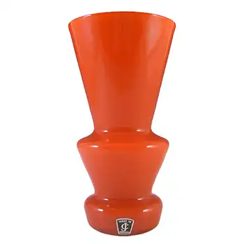 Lindshammar / Alsterbro / JC Swedish Red Hooped Glass Vase
