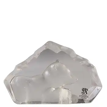 Mats Jonasson #88109 Swedish Glass Polar Bear Paperweight - Signed