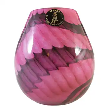 SIGNED Mtarfa Maltese Organic Pink & Purple Glass Vase