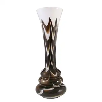 V.B. Opaline Florence Empoli Marbled Brown & White Glass Vase