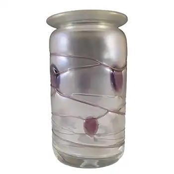 Poschinger Art Nouveau Glass Purple Spots 'Fleur' Vase