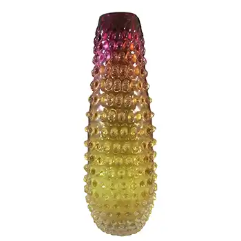 Prachen Czech Pink & Amber Glass Bobbled Vase by Frantisek Koudelka