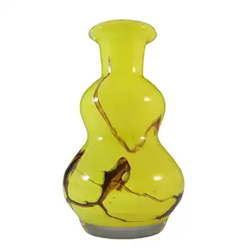 Prachen Vintage Czech Yellow Glass 'Flora' Vase by Frantisek Koudelka