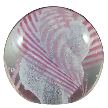 MARKED Caithness Vintage Pink Glass "Chevrons" Paperweight
