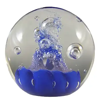 Caithness Vintage Blue Glass "Tango" Paperweight - Marked