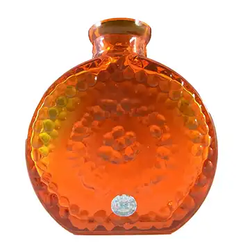 LABELLED Reijmyre Swedish Orange Textured Glass Bottle Vase