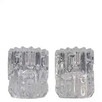 Sklo Union Rudolfova Hut Glass Candlesticks by Frantisek Vizner