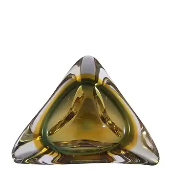 Arte Nuova Murano Green & Amber Sommerso Biomorphic Glass Bowl