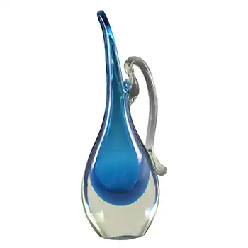 Murano Blue & Uranium Green Sommerso Glass Jug/Vase