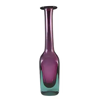 Seguso Vetri d'Arte Murano Sommerso Glass Bottle Vase by Mario Pinzoni