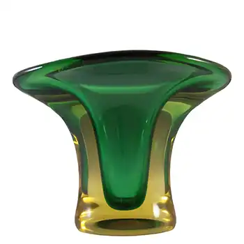 Murano Vintage Green & Amber Sommerso Cased Glass Vase