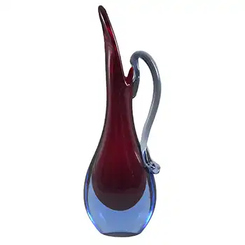 Murano/Venetian Red & Blue Sommerso Glass Jug/Vase