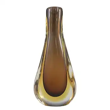 Murano Vintage Brown & Amber Sommerso Glass Vase