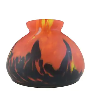 Rückl Bohemian / Czech 'Orange Shimmy Pfau' Spatter Glass Flame Vase