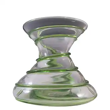 Stuart & Sons Victorian Green & Clear Glass Vase with Applied Trailing