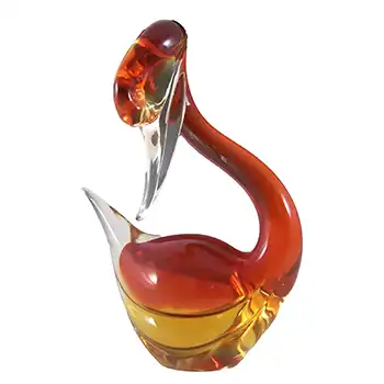 Murano Red & Amber Venetian Glass Swan Figurine