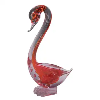 Murano Red & Lilac / Blue Neodymium Sommerso Glass Swan Figurine