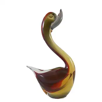 Murano Vintage Red & Amber Venetian Glass Swan Figurine