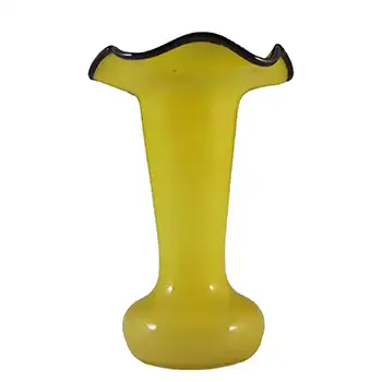 Czech 1930's/40's Yellow & Black Glass Tango Vase
