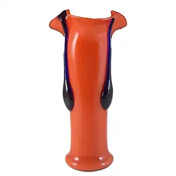 Czech 1930's/40's Art Deco Red & Blue Glass Tango Vase