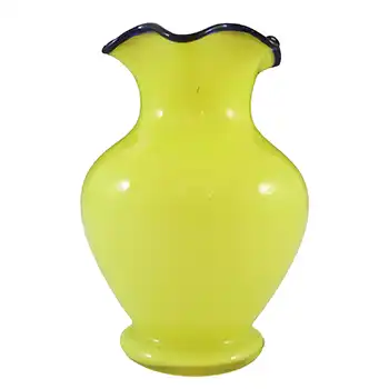 Czech Art Deco Vintage Yellow & Black Glass Tango Vase