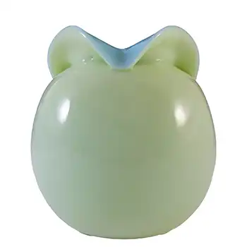 Victorian Uranium Custard Glass Blue Rose Bowl / Posy Vase