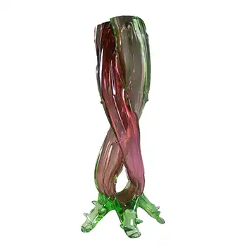 Victorian Uranium Green & Purple Glass Thorn Vase c 1890