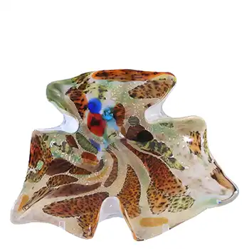 Vetro Artistico Veneziano Murano Silver Leaf Cream Glass Bowl