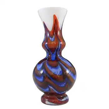 V.B. Opaline Florence Empoli Marbled Orange & Blue Glass Vase