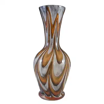 V.B. Opaline Florence Empoli Marbled Orange & Black Glass Vase