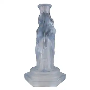 Walther & Söhne Art Deco Blue Glass Three Graces Candlestick